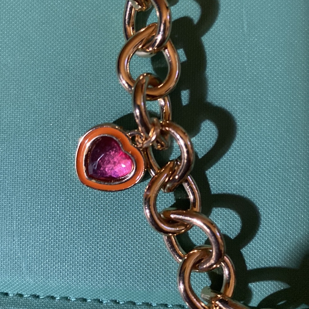 a new day Gold Heart Charm Necklace with Red and White Accents - Picture 7 of 9